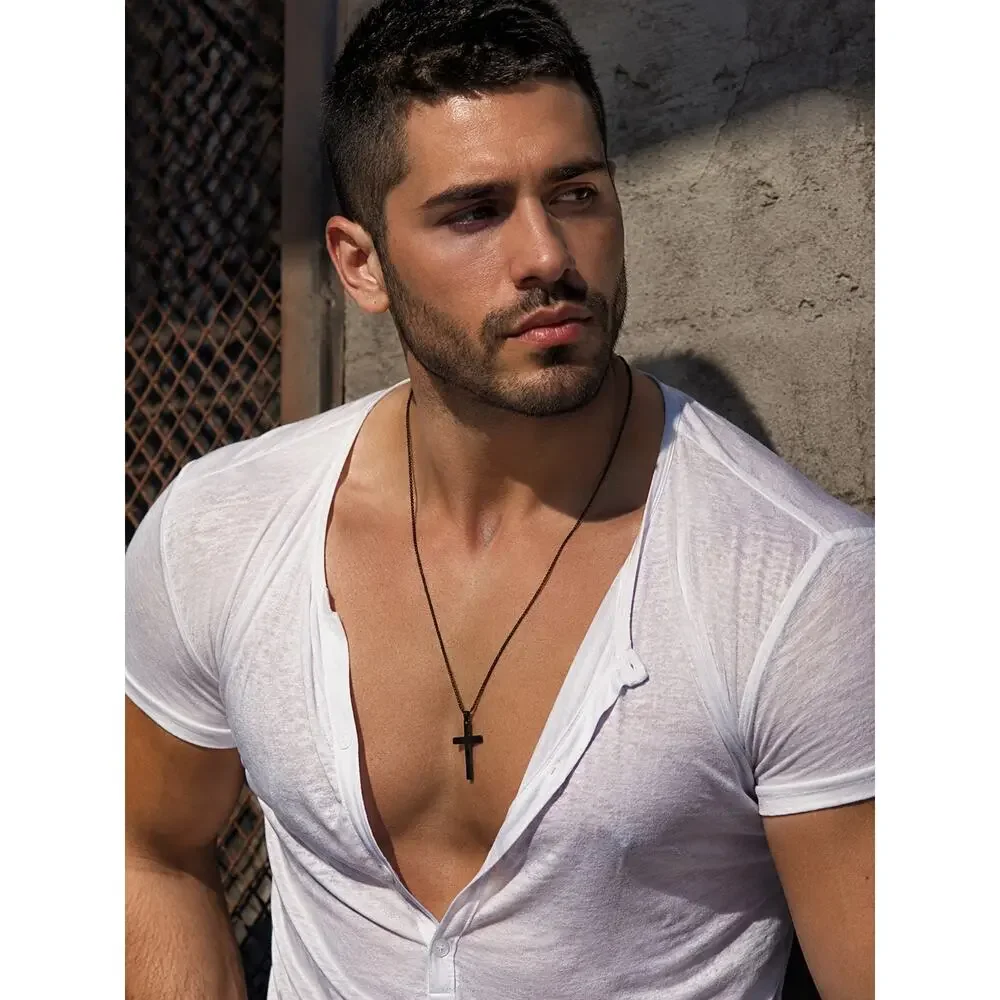 Andrew Christian Cross Necklace Black — One Size
